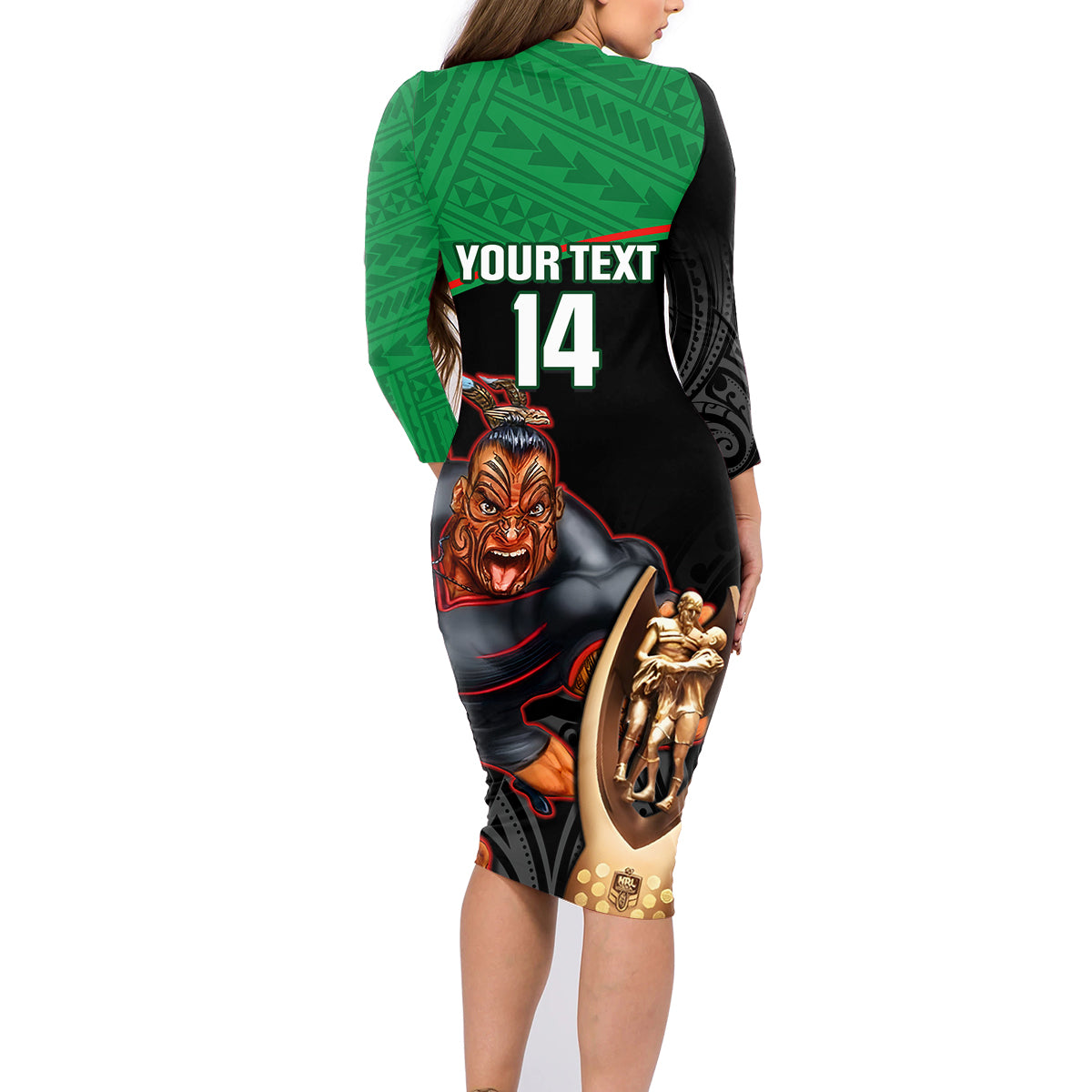 custom-warriors-rugby-family-matching-long-sleeve-bodycon-dress-and-hawaiian-shirt-go-champions-aotearoa-mascot-with-polynesian-maori-pattern
