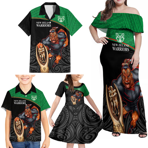 custom-warriors-rugby-family-matching-off-shoulder-maxi-dress-and-hawaiian-shirt-go-champions-aotearoa-mascot-with-polynesian-maori-pattern