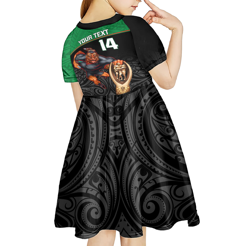 custom-warriors-rugby-kid-short-sleeve-dress-go-champions-aotearoa-mascot-with-polynesian-maori-pattern