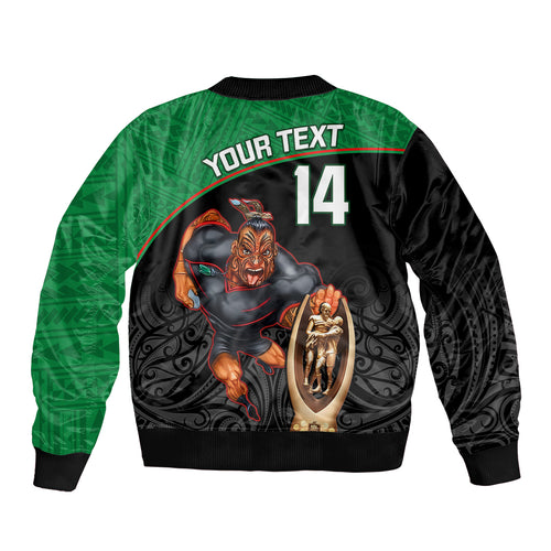 custom-warriors-rugby-sleeve-zip-bomber-jacket-go-champions-aotearoa-mascot-with-polynesian-maori-pattern