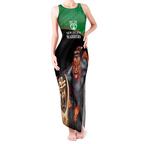 custom-warriors-rugby-tank-maxi-dress-go-champions-aotearoa-mascot-with-polynesian-maori-pattern