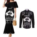 australia-king-birthday-couples-matching-mermaid-dress-and-long-sleeve-button-shirts-australian-map-with-crown-black-version