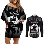 australia-king-birthday-couples-matching-off-shoulder-short-dress-and-long-sleeve-button-shirts-australian-map-with-crown-black-version