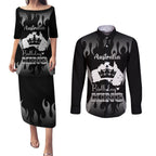 personalised-australia-king-birthday-couples-matching-puletasi-dress-and-long-sleeve-button-shirts-australian-map-with-crown-black-version