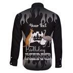 personalised-australia-king-birthday-family-matching-long-sleeve-bodycon-dress-and-hawaiian-shirt-australian-map-with-crown-black-version