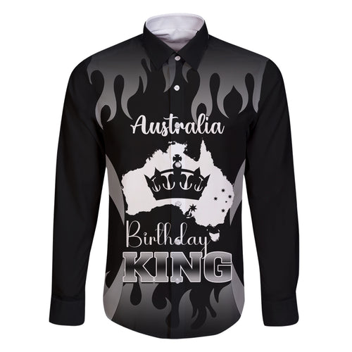 personalised-australia-king-birthday-family-matching-off-shoulder-short-dress-and-hawaiian-shirt-australian-map-with-crown-black-version
