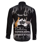 personalised-australia-king-birthday-family-matching-short-sleeve-bodycon-dress-and-hawaiian-shirt-australian-map-with-crown-black-version