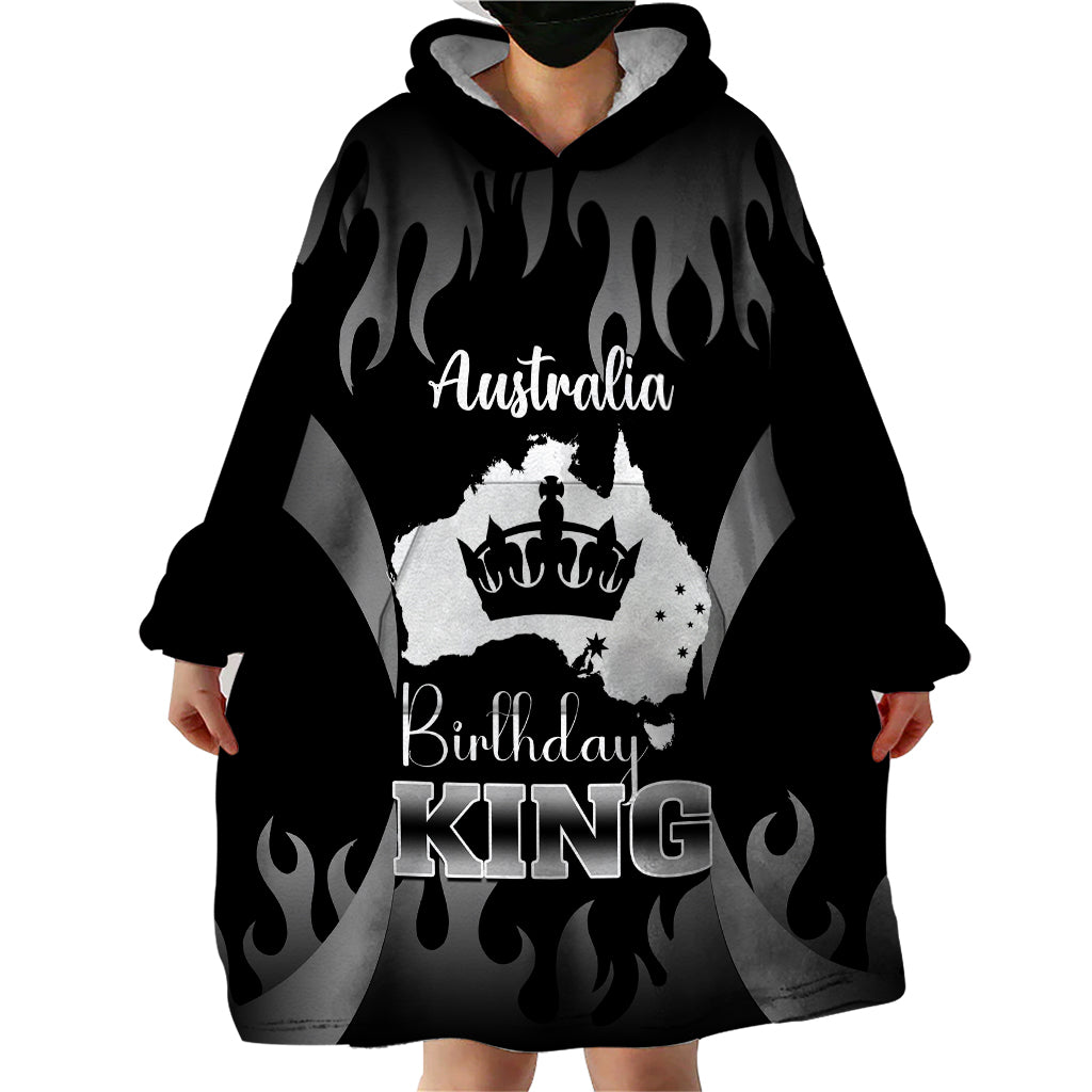 personalised-australia-king-birthday-wearable-blanket-hoodie-australian-map-with-crown-black-version