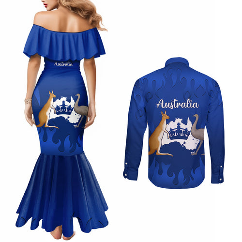 australia-king-birthday-couples-matching-mermaid-dress-and-long-sleeve-button-shirts-australian-map-with-crown-blue-version