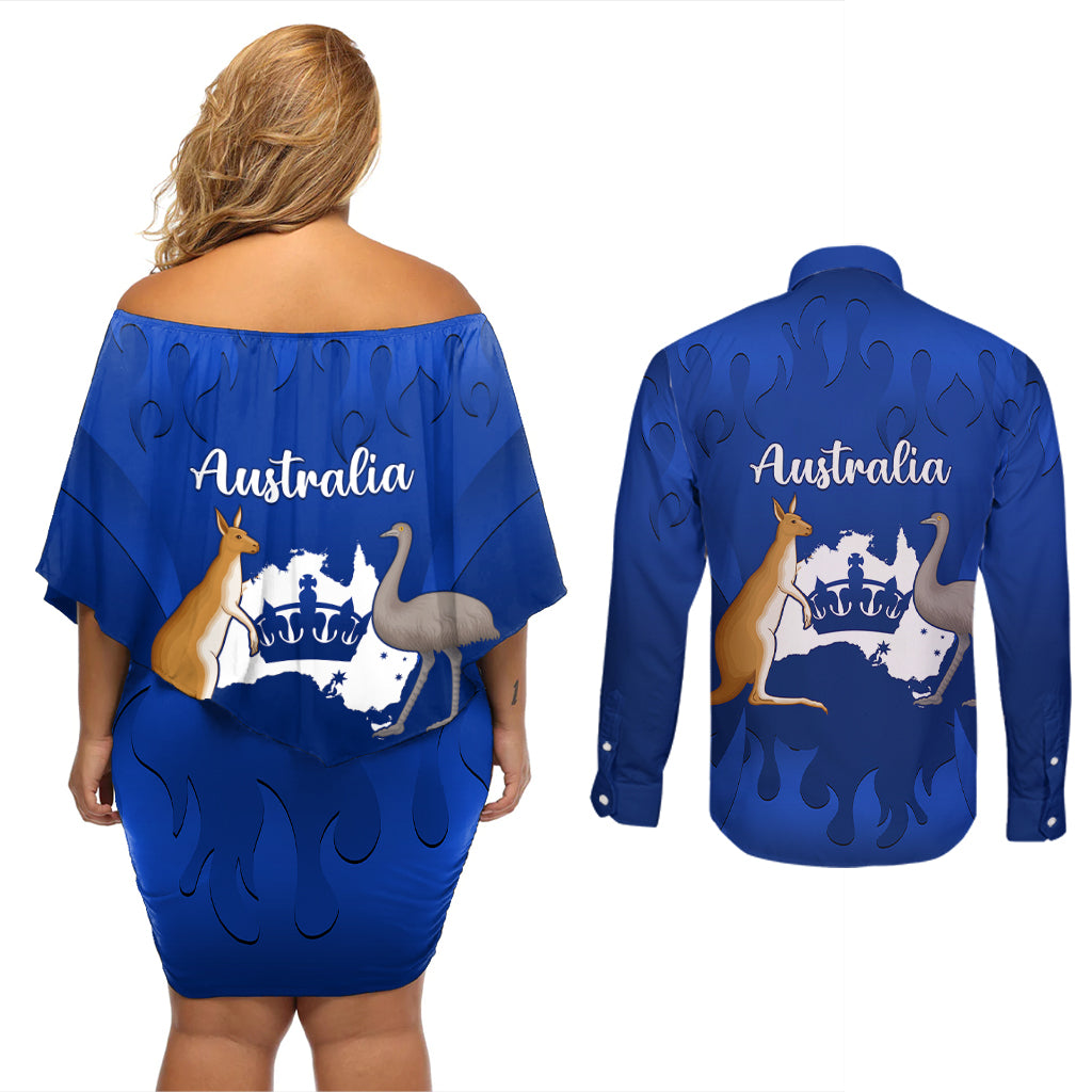australia-king-birthday-couples-matching-off-shoulder-short-dress-and-long-sleeve-button-shirts-australian-map-with-crown-blue-version