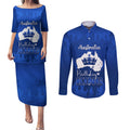 australia-king-birthday-couples-matching-puletasi-dress-and-long-sleeve-button-shirts-australian-map-with-crown-blue-version