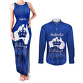 australia-king-birthday-couples-matching-tank-maxi-dress-and-long-sleeve-button-shirts-australian-map-with-crown-blue-version
