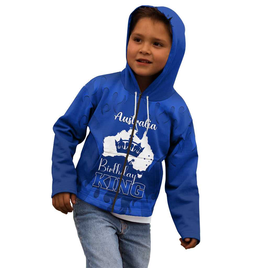 australia-king-birthday-kid-hoodie-australian-map-with-crown-blue-version