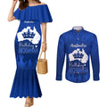 personalised-australia-king-birthday-couples-matching-mermaid-dress-and-long-sleeve-button-shirts-australian-map-with-crown-blue-version