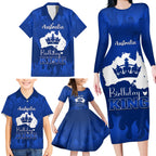 personalised-australia-king-birthday-family-matching-long-sleeve-bodycon-dress-and-hawaiian-shirt-australian-map-with-crown-blue-version
