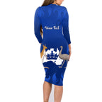 personalised-australia-king-birthday-family-matching-long-sleeve-bodycon-dress-and-hawaiian-shirt-australian-map-with-crown-blue-version