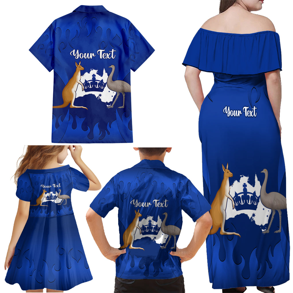 personalised-australia-king-birthday-family-matching-off-shoulder-maxi-dress-and-hawaiian-shirt-australian-map-with-crown-blue-version