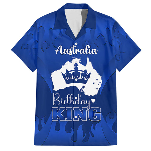 personalised-australia-king-birthday-family-matching-off-shoulder-short-dress-and-hawaiian-shirt-australian-map-with-crown-blue-version