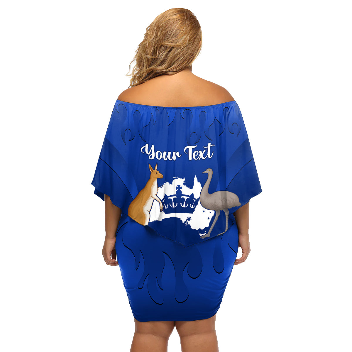 personalised-australia-king-birthday-family-matching-off-shoulder-short-dress-and-hawaiian-shirt-australian-map-with-crown-blue-version