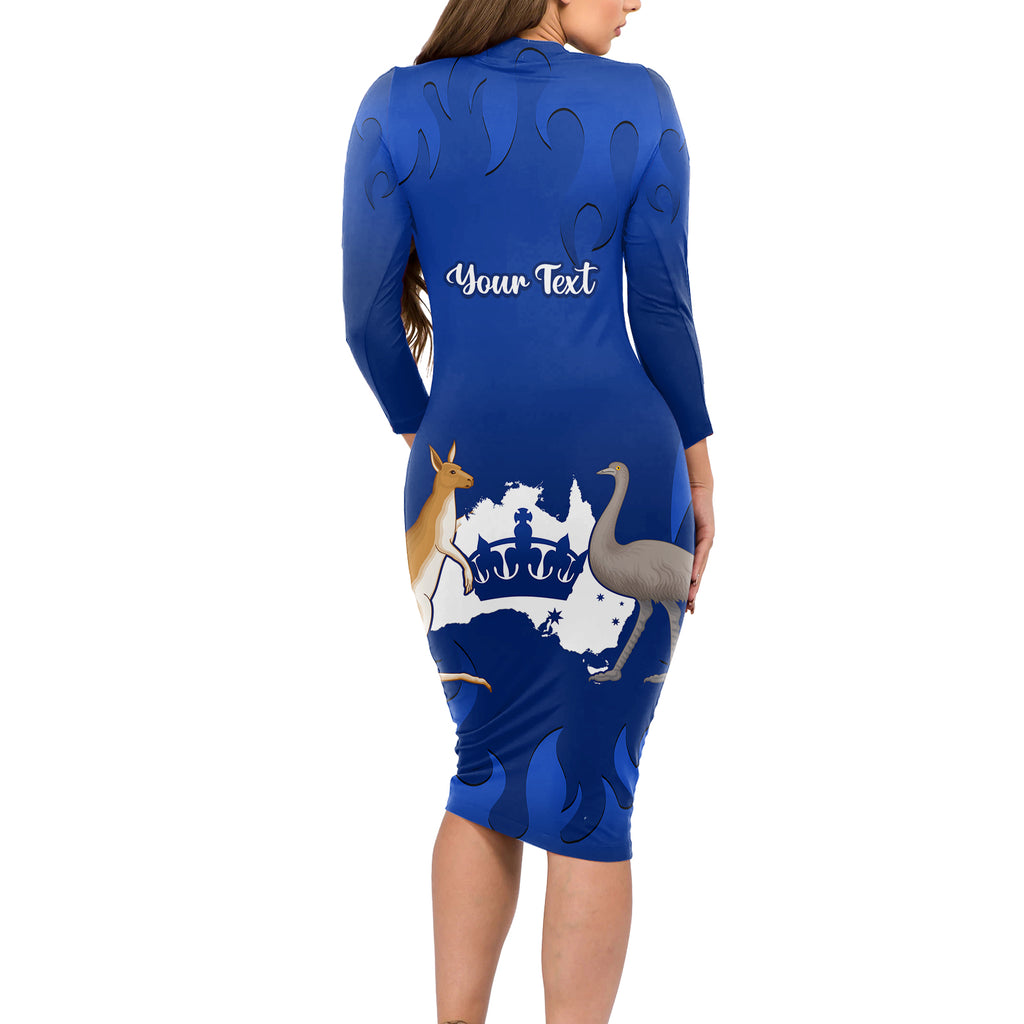 personalised-australia-king-birthday-long-sleeve-bodycon-dress-australian-map-with-crown-blue-version