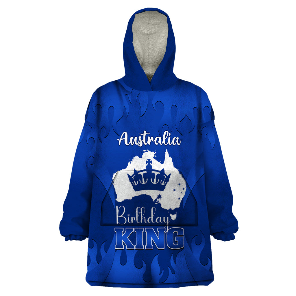 personalised-australia-king-birthday-wearable-blanket-hoodie-australian-map-with-crown-blue-version