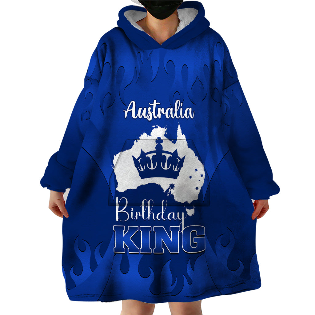 personalised-australia-king-birthday-wearable-blanket-hoodie-australian-map-with-crown-blue-version