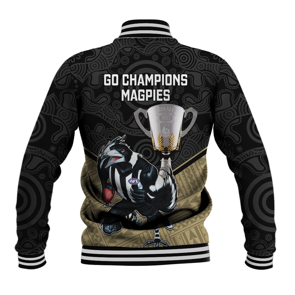 collingwood-football-baseball-jacket-magpies-go-champions-2023-polynesian-indigenous-art