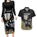 collingwood-football-couples-matching-long-sleeve-bodycon-dress-and-hawaiian-shirt-magpies-go-champions-2023-polynesian-indigenous-art