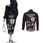 collingwood-football-couples-matching-off-the-shoulder-long-sleeve-dress-and-long-sleeve-button-shirts-magpies-go-champions-2023-polynesian-indigenous-art