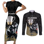 collingwood-football-couples-matching-short-sleeve-bodycon-dress-and-long-sleeve-button-shirts-magpies-go-champions-2023-polynesian-indigenous-art
