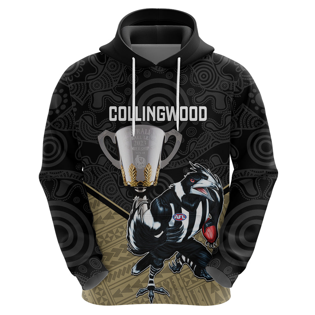 collingwood-football-hoodie-magpies-go-champions-2023-polynesian-indigenous-art