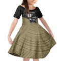 collingwood-football-kid-short-sleeve-dress-magpies-go-champions-2023-polynesian-indigenous-art