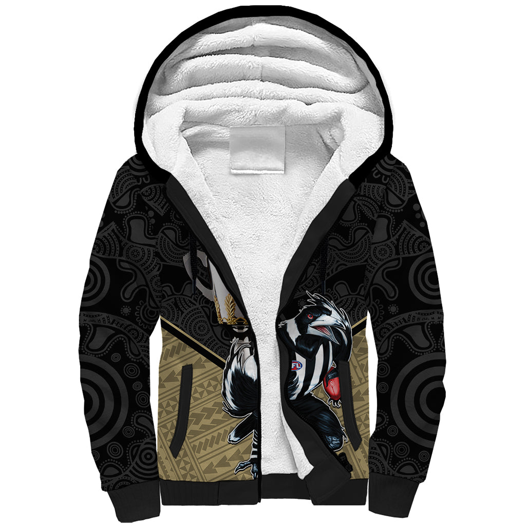 collingwood-football-sherpa-hoodie-magpies-go-champions-2023-polynesian-indigenous-art