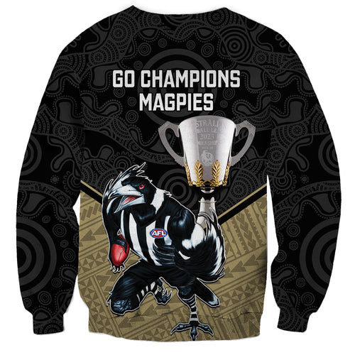 collingwood-football-sweatshirt-magpies-go-champions-2023-polynesian-indigenous-art