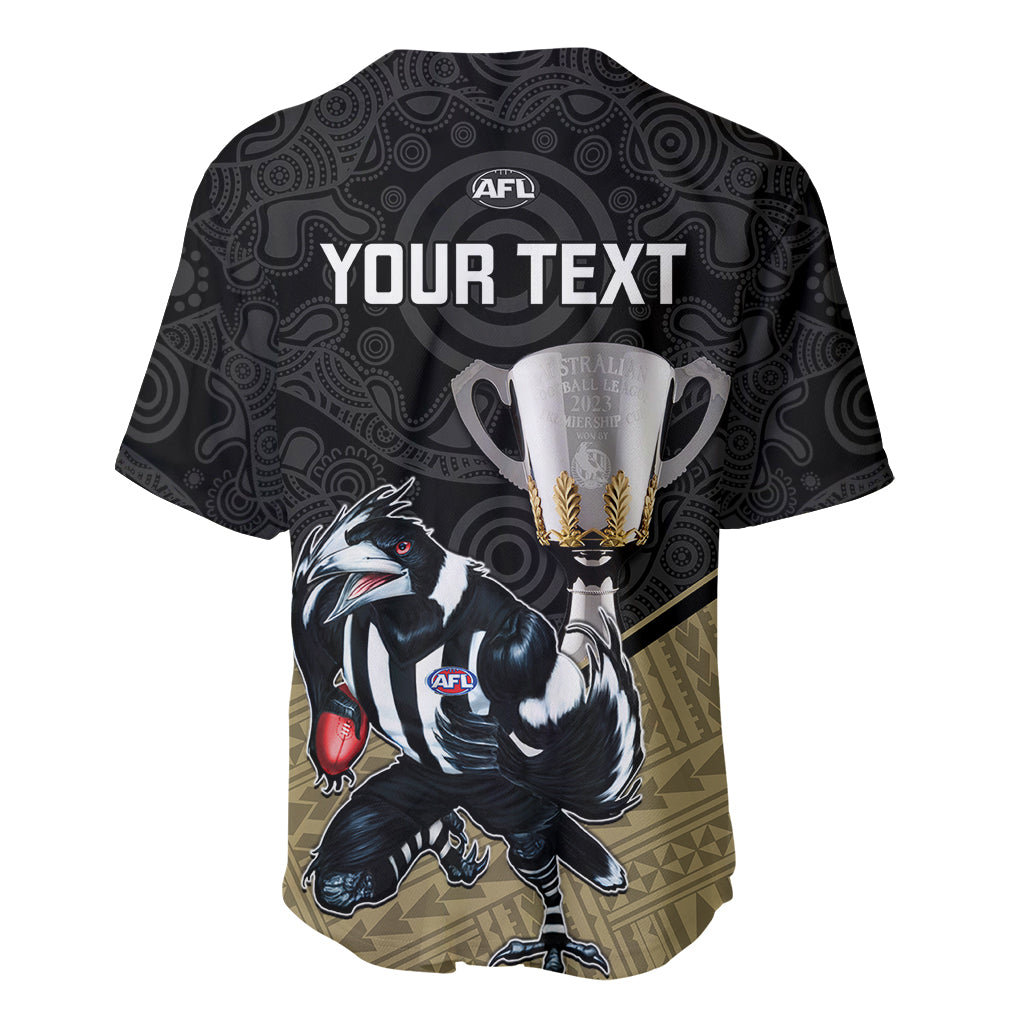 personalised-collingwood-football-baseball-jersey-magpies-go-champions-2023-polynesian-indigenous-art