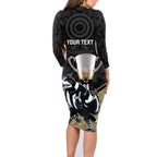 personalised-collingwood-football-family-matching-long-sleeve-bodycon-dress-and-hawaiian-shirt-magpies-go-champions-2023-polynesian-indigenous-art
