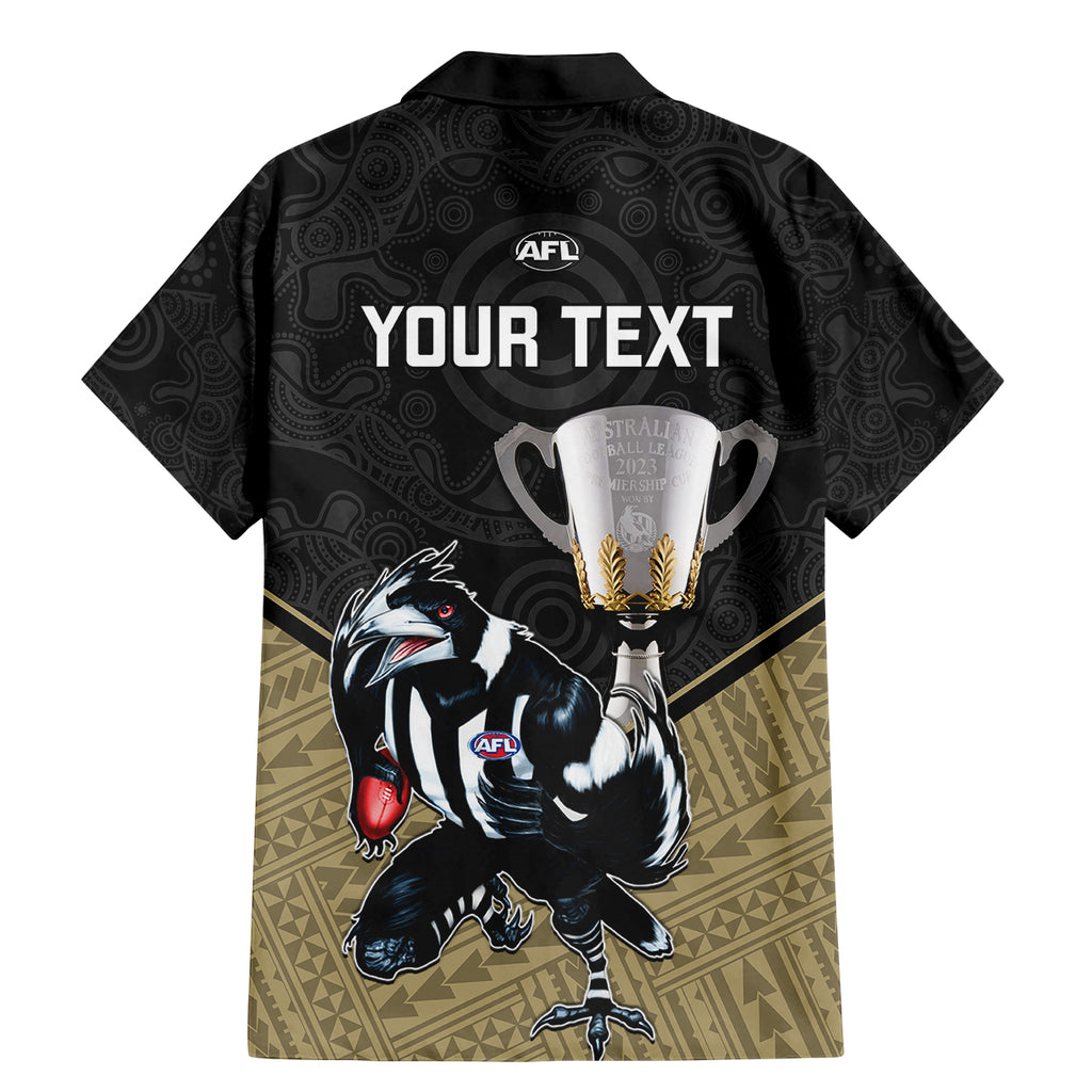 personalised-collingwood-football-family-matching-mermaid-dress-and-hawaiian-shirt-magpies-go-champions-2023-polynesian-indigenous-art