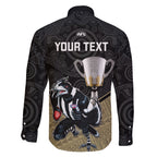 personalised-collingwood-football-family-matching-off-shoulder-maxi-dress-and-hawaiian-shirt-magpies-go-champions-2023-polynesian-indigenous-art