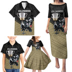 personalised-collingwood-football-family-matching-puletasi-dress-and-hawaiian-shirt-magpies-go-champions-2023-polynesian-indigenous-art