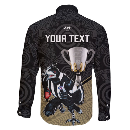 personalised-collingwood-football-family-matching-tank-maxi-dress-and-hawaiian-shirt-magpies-go-champions-2023-polynesian-indigenous-art