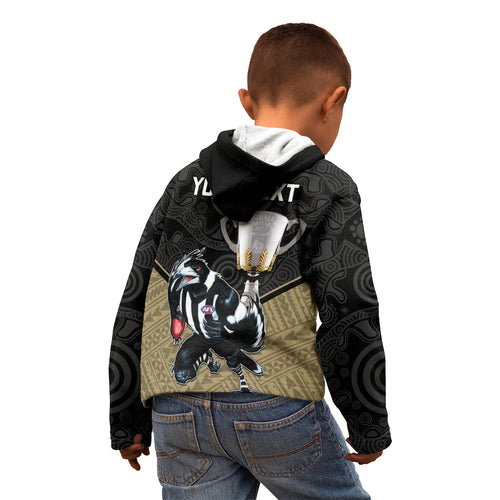 personalised-collingwood-football-kid-hoodie-magpies-go-champions-2023-polynesian-indigenous-art