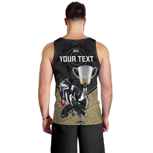 personalised-collingwood-football-men-tank-top-magpies-go-champions-2023-polynesian-indigenous-art