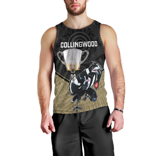 personalised-collingwood-football-men-tank-top-magpies-go-champions-2023-polynesian-indigenous-art