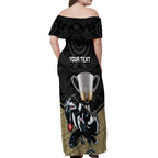 personalised-collingwood-football-off-shoulder-maxi-dress-magpies-go-champions-2023-polynesian-indigenous-art