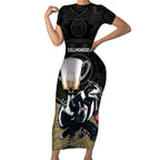 personalised-collingwood-football-short-sleeve-bodycon-dress-magpies-go-champions-2023-polynesian-indigenous-art