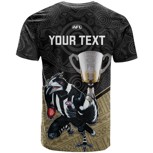 personalised-collingwood-football-t-shirt-magpies-go-champions-2023-polynesian-indigenous-art