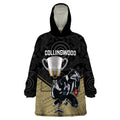 personalised-collingwood-football-wearable-blanket-hoodie-magpies-go-champions-2023-polynesian-indigenous-art