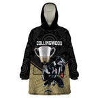 personalised-collingwood-football-wearable-blanket-hoodie-magpies-go-champions-2023-polynesian-indigenous-art