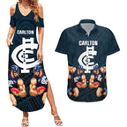 calrton-football-couples-matching-summer-maxi-dress-and-hawaiian-shirt-blues-go-champions-2023-polynesian-indigenous-art