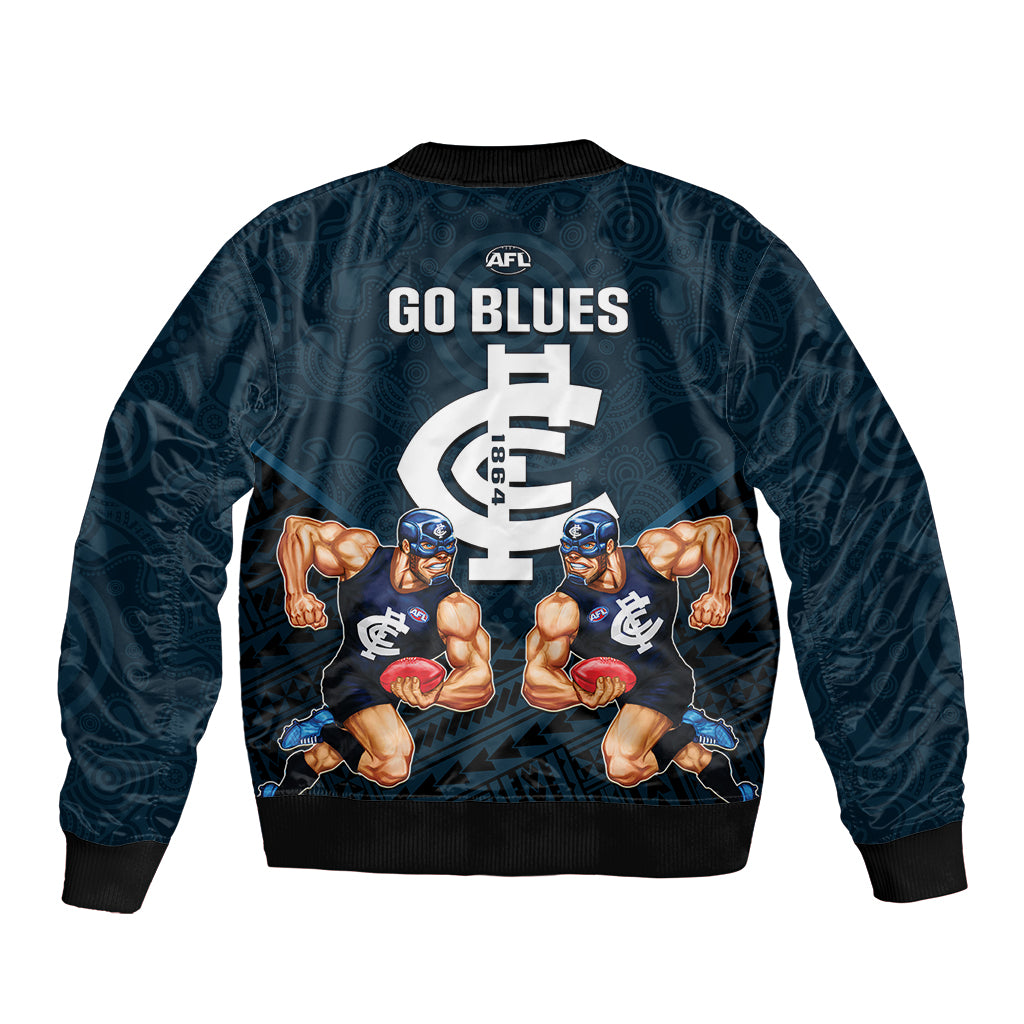 calrton-football-sleeve-zip-bomber-jacket-blues-go-champions-2023-polynesian-indigenous-art